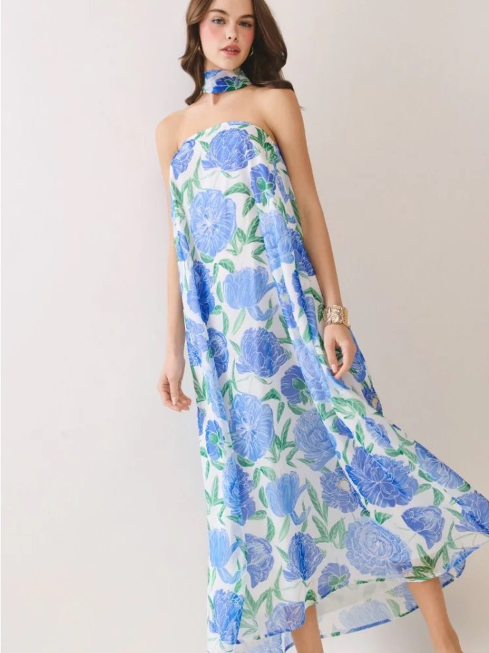 TCEC Blue and White Floral Maxi Dress